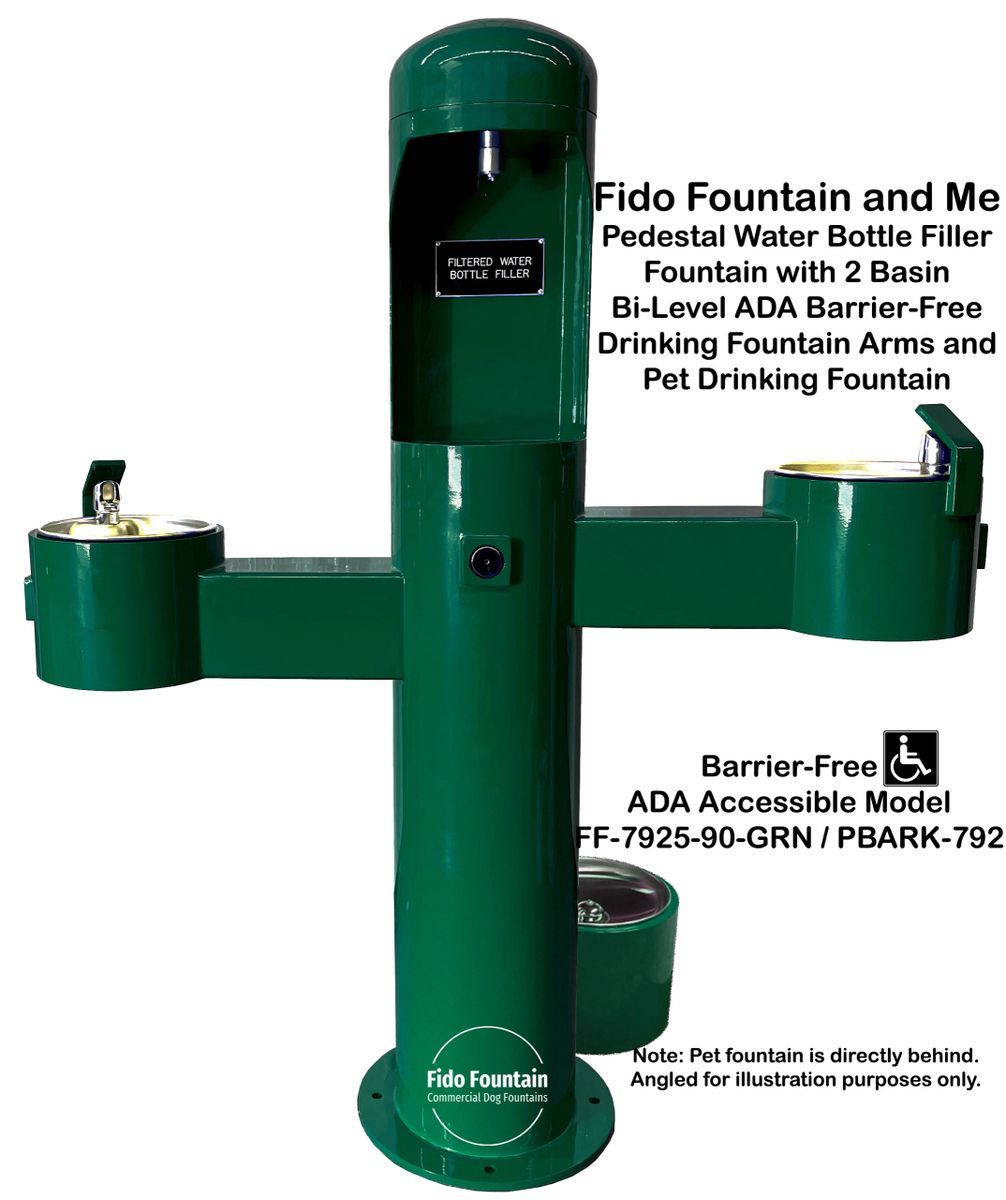 Fido Fountain and Me Pedestal Water Bottle Filler Fountain with 2
